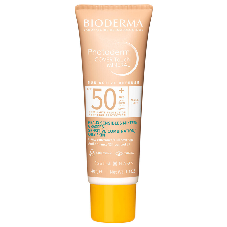 Bioderma Photoderm Cover Touch Mineral, undurchsichtiges mineralisches Fluid, leicht, SPF 50+, 40 g