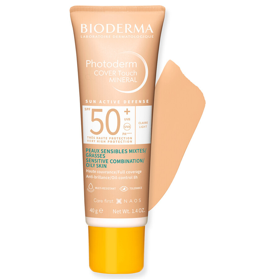 Bioderma Photoderm Cover Touch Mineral, undurchsichtiges mineralisches Fluid, leicht, SPF 50+, 40 g