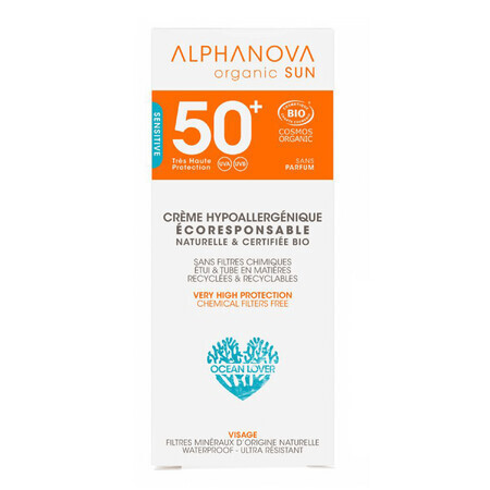 Alphanova Sun Bio, sun protection, hypoallergenic, SPF 50, 50 g