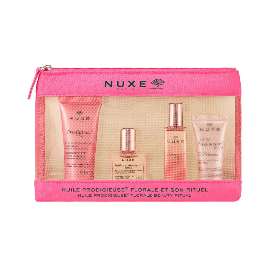 Nuxe Prodigieuse Florale Set de Belleza 2023, gel de ducha, 30 ml + aceite seco, 10 ml + perfume, 15 ml + gel crema, 15 ml