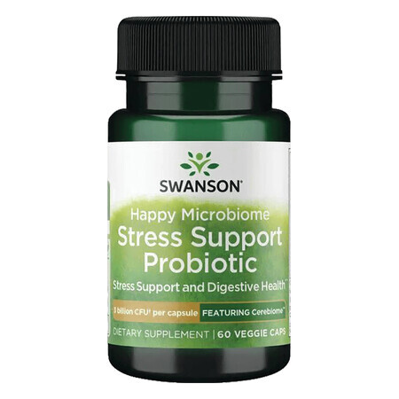 Swanson Happy Microbiom Stress Support Probiotic, 60 cápsulas vegetales