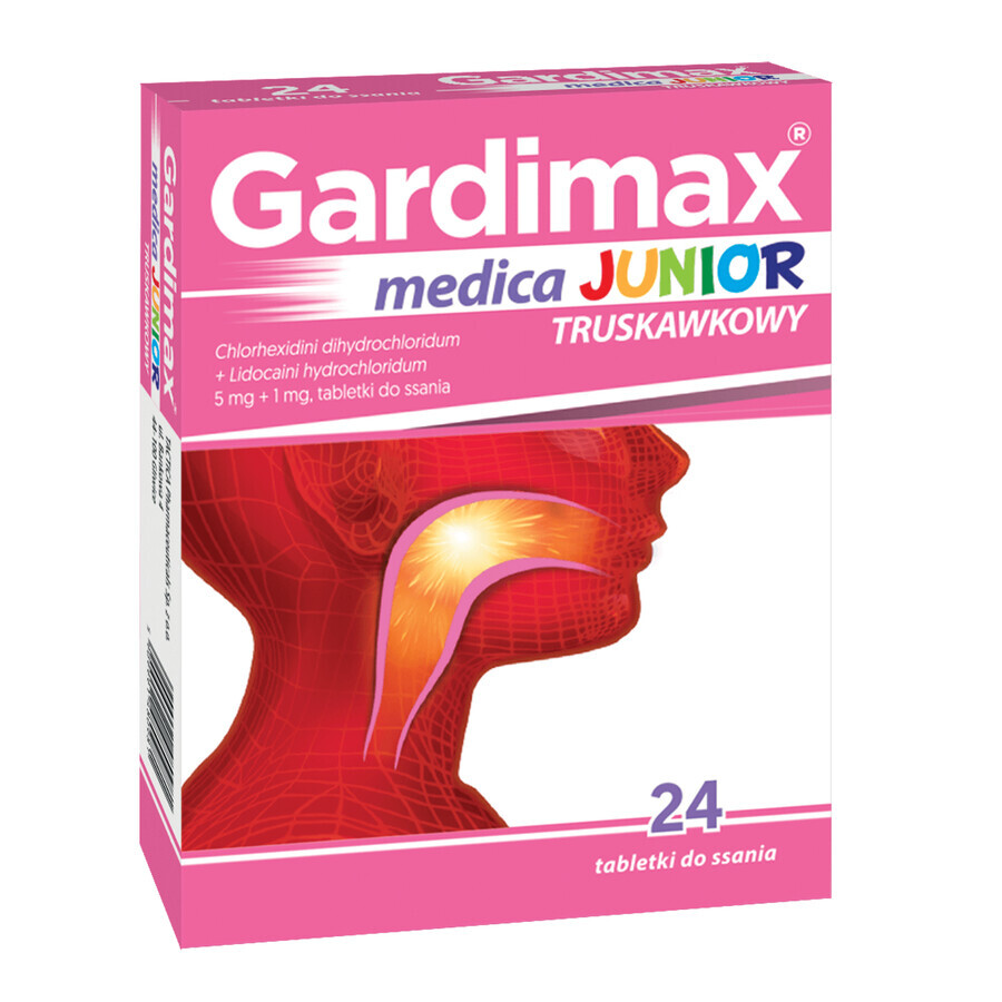 Gardimax Medica Junior strawberry 5 mg +1 mg, 24 tablets