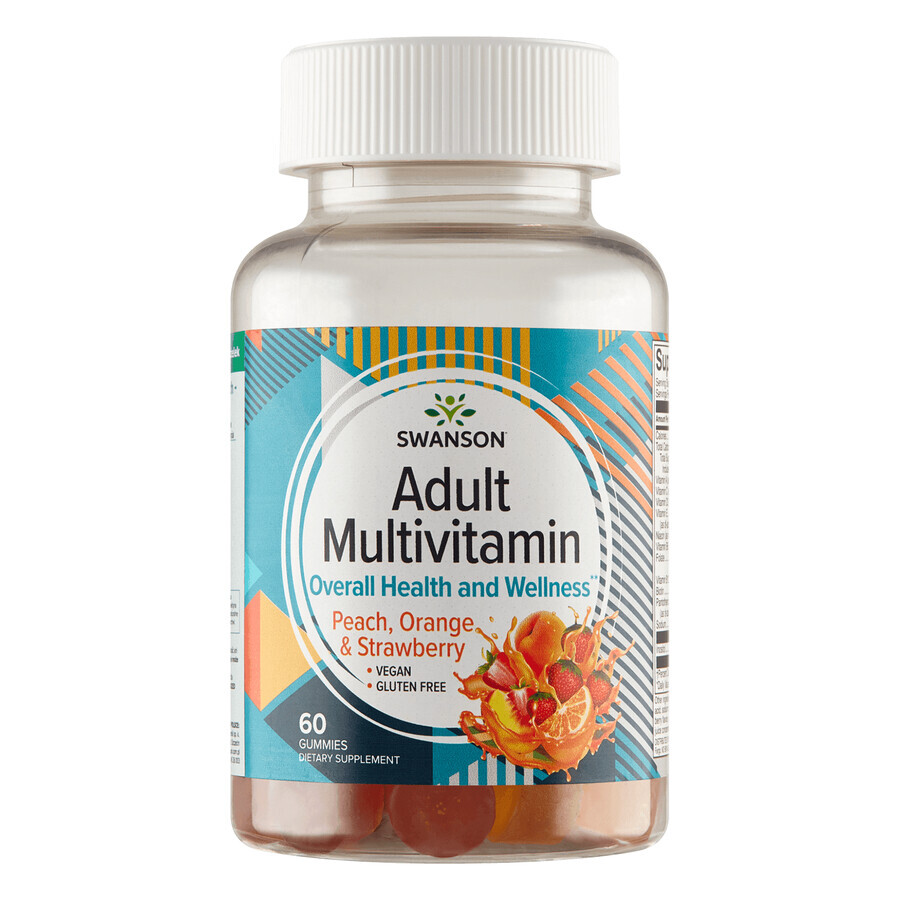 Swanson Adult Multivitamin, Jellies, Peach, Orange and Strawberry Flavor, 60 Count