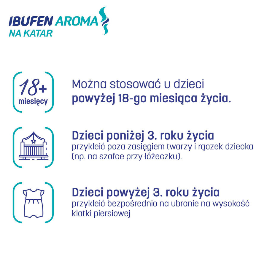 Ibufen Aroma para secreción nasal, parches aromáticos, después de 18 meses de edad, 5 piezas