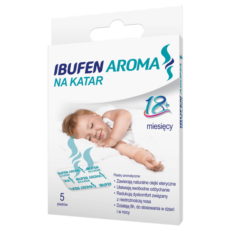 Ibufen Aroma para secreción nasal, parches aromáticos, después de 18 meses de edad, 5 piezas