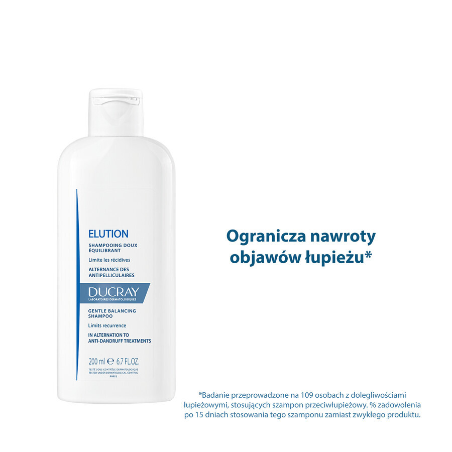 Ducray Elution, champú suave que devuelve el equilibrio al cuero cabelludo, 400ml