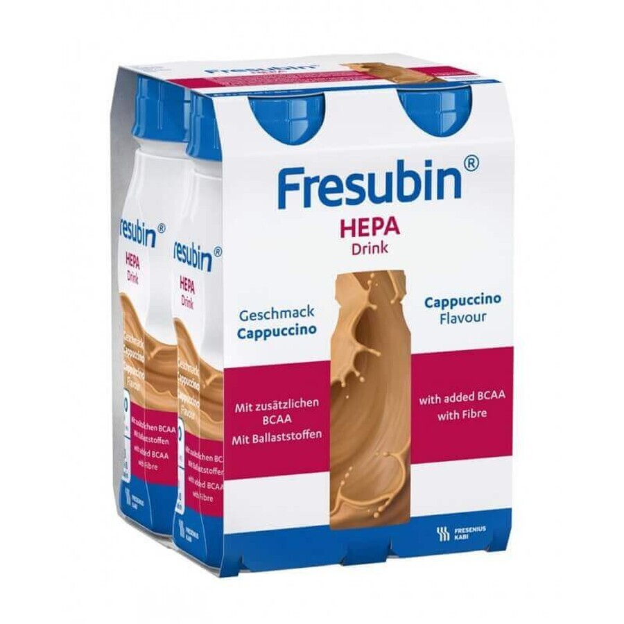 Fresubin Hepa Drink, preparado nutricional, sabor capuchino, 4 x 200 ml