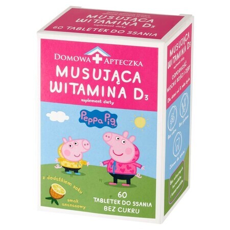 Vitamina D3 efervescente Peppa Pig, a partir de 3 años, sabor piña, 60 pastillas