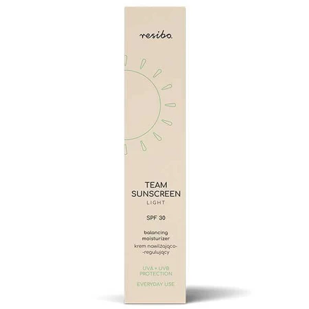 Resibo Team Protecție solară, cremă hidratantă și reglatoare, SPF 30, ușoară, 40 ml 