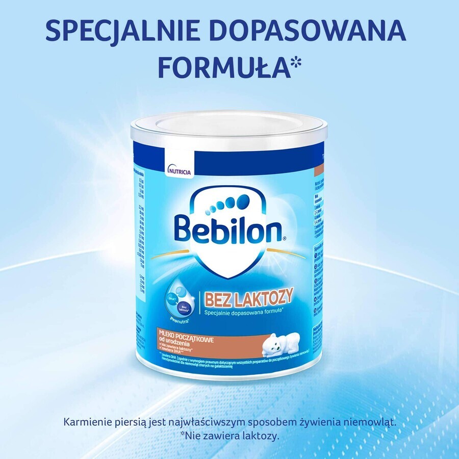 Bebilon Leche infantil sin lactosa, desde el nacimiento, 400 g