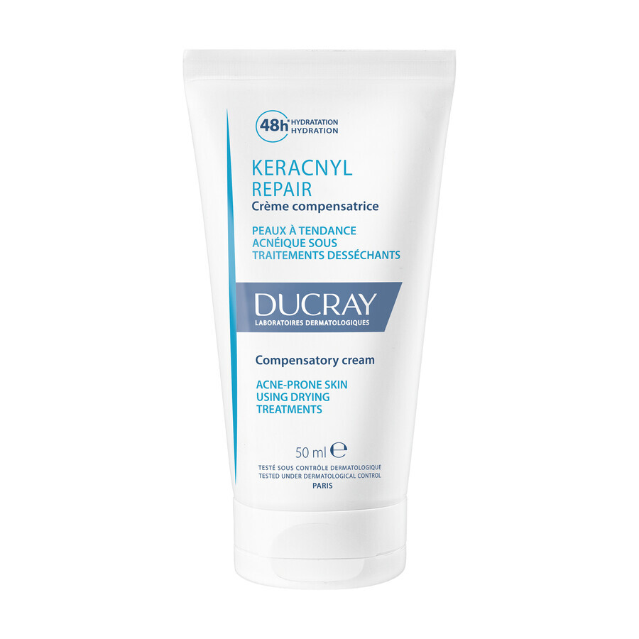 Ducray Keracnyl Repair, crema reconstructora, pieles con tendencia acnéica, después de tratamientos, 50 ml