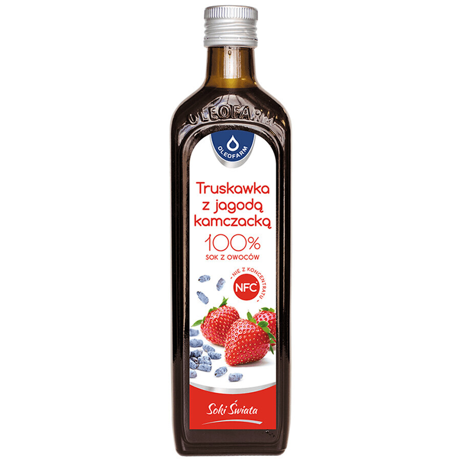 Oleofarm Jus du monde Fraise avec baie du Kamtchatka, 100% jus de fruits, 490 ml