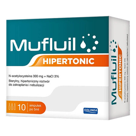 Mufluil Hipertonic, solución hipertónica para goteo y nebulización, 5 ml x 10 ampollas