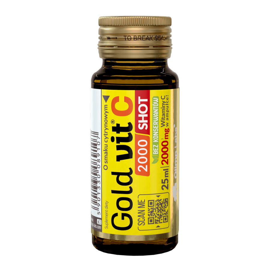 Olimp Gold-Vit C 2000 Shot, aromă de lămâie, 25 ml