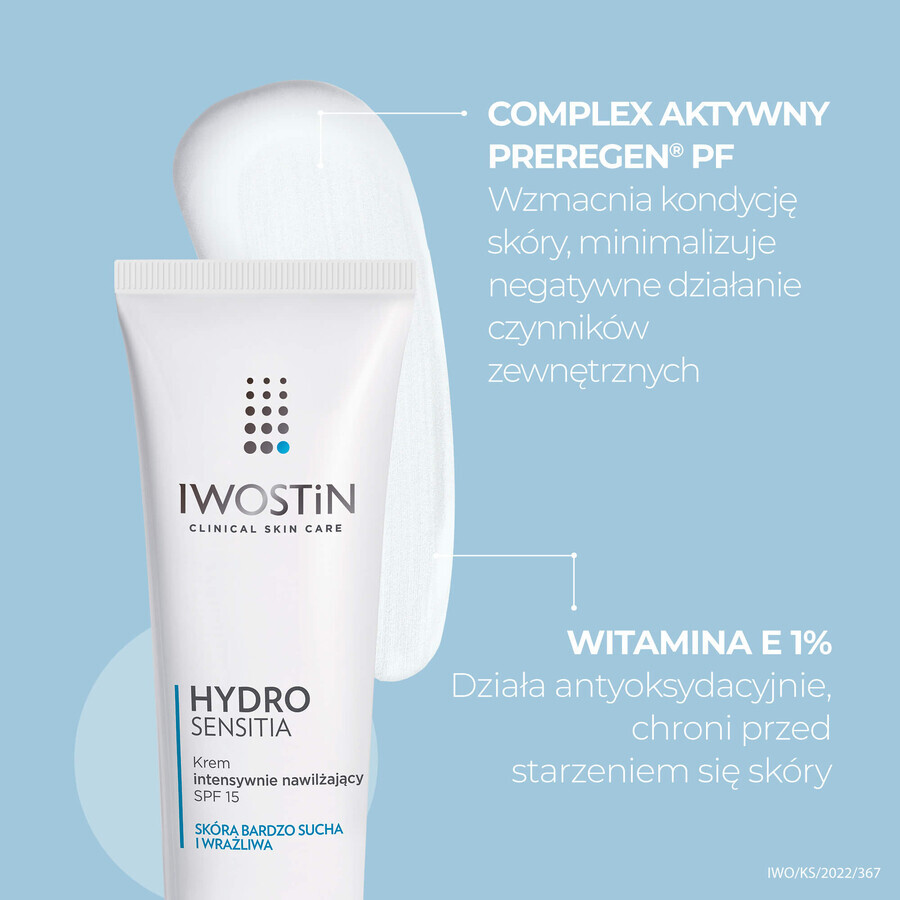 Set Iwostin Hydro Sensitia, espuma micelar, 165 ml + crema hidratante, SPF 15, 50 ml