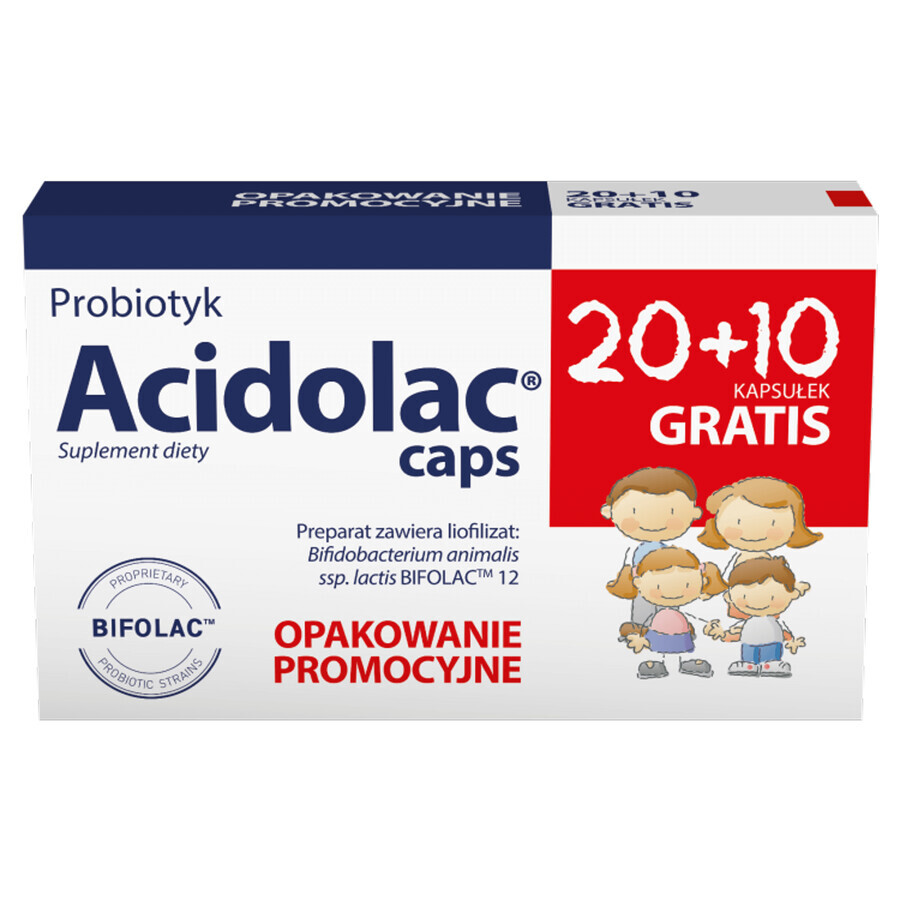 Acidolac Caps, 20 cápsulas + 10 cápsulas gratis