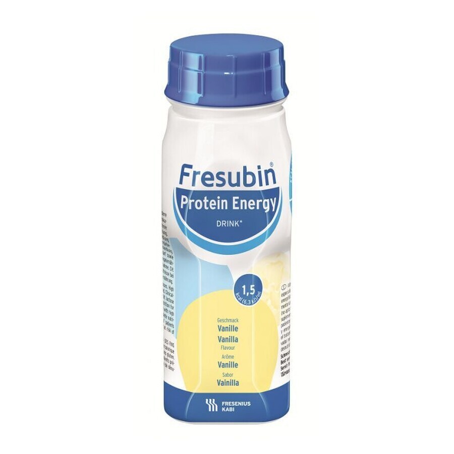 Fresubin Protein Energy Drink, preparado nutricional, sabor vainilla, 4 x 200 ml