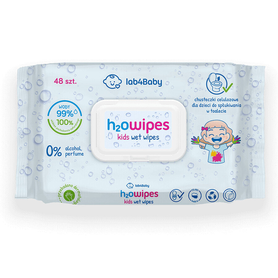 Lab4baby H2O Doekjes Baby, vochtige doekjes met water, vanaf de geboorte, 48 stuks