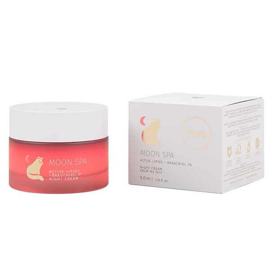 Yope Moon Spa, crema facial de noche, lípidos activos + bakuchiol 1%, 50 ml