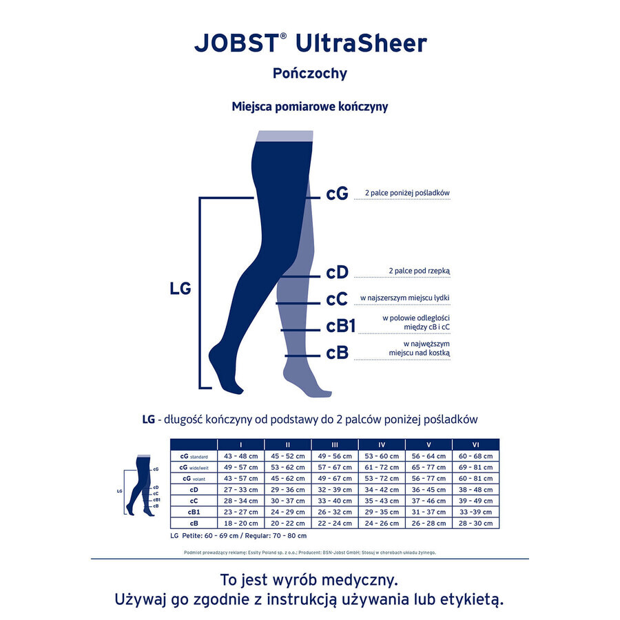 Jobst Ultra Sheer, medias de compresión, CCL2, puntera cerrada, talla 4, negro