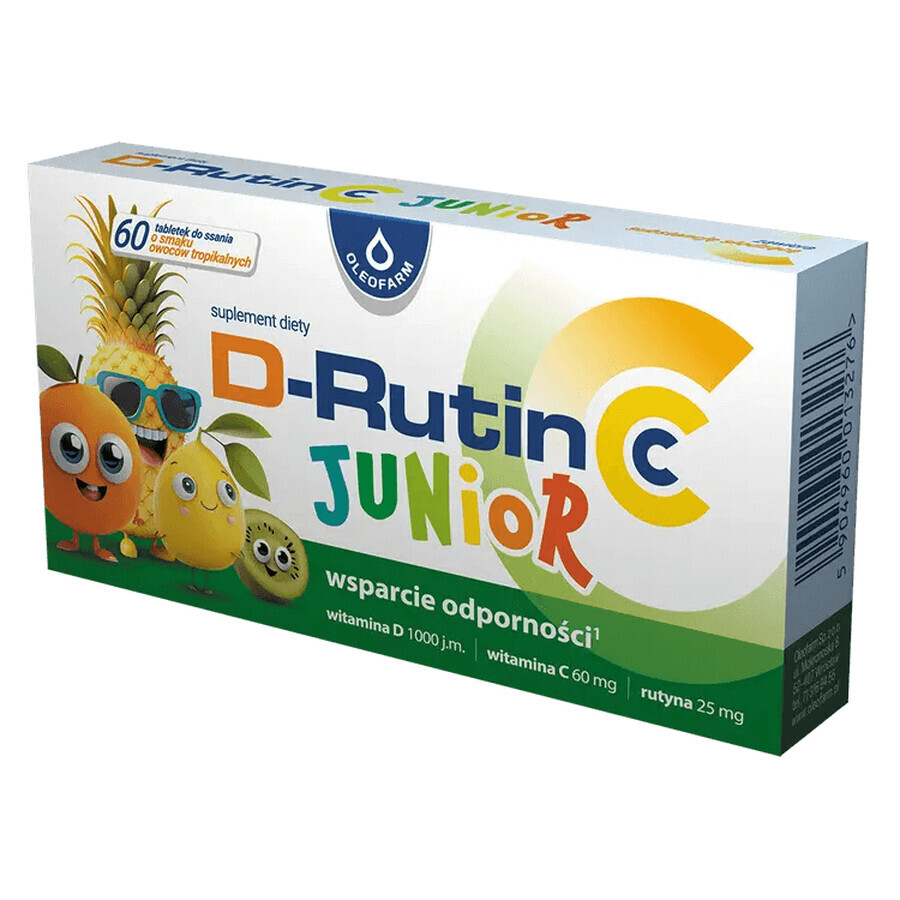 D-Rutin CC Junior, sabor fruta tropical, 60 pastillas para chupar