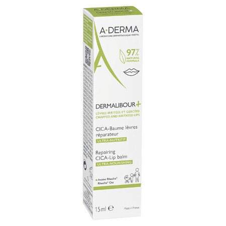 A-Derma Dermalibour+ Cica, bálsamo labial regenerador, 15 ml