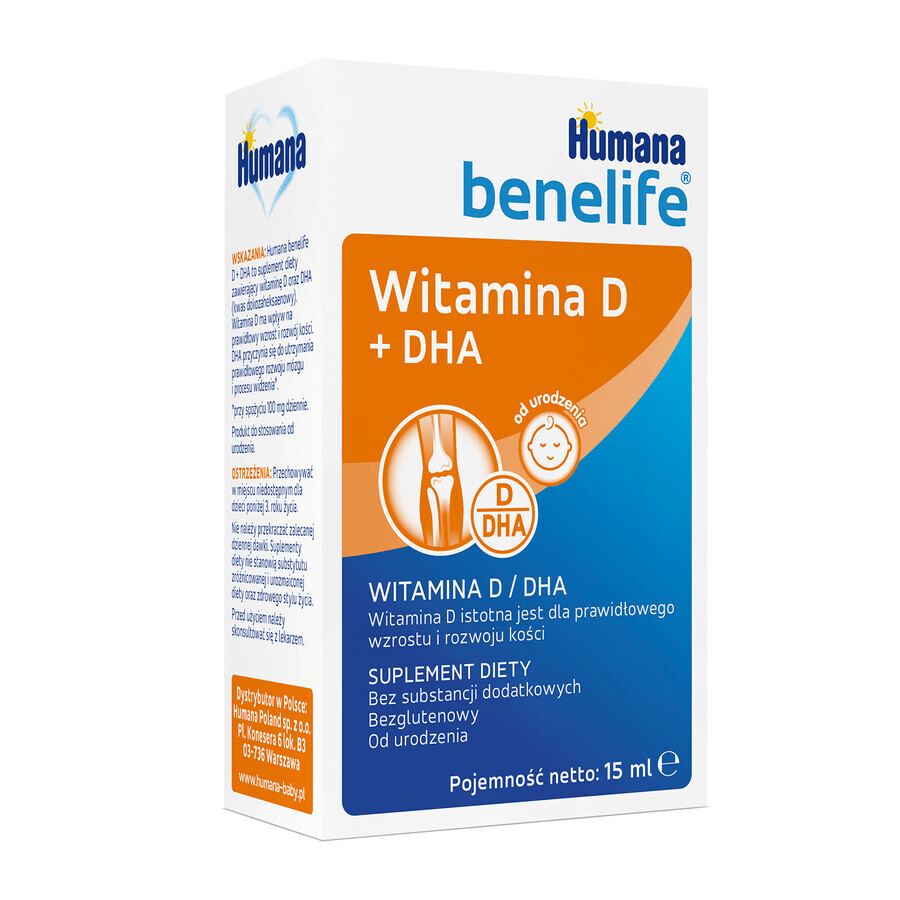 Humana Benelife Vitamina D + DHA, desde el nacimiento, 15 ml