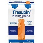 Fresubin Protein Energy Drink, preparado nutricional, sabor a frutas tropicales, 4 x 200 ml