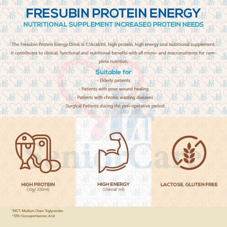 Fresubin Protein Energy Drink, preparado nutricional, sabor a frutas tropicales, 4 x 200 ml