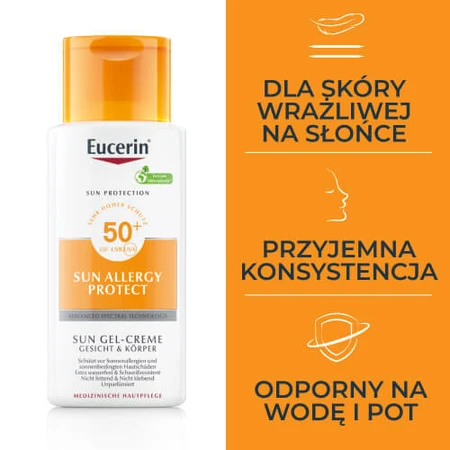 Eucerin Sun Protection Allergy Protect, żel-krem ochronny do twarzy i ciała, SPF 50+, 150 ml: ceny i cechy