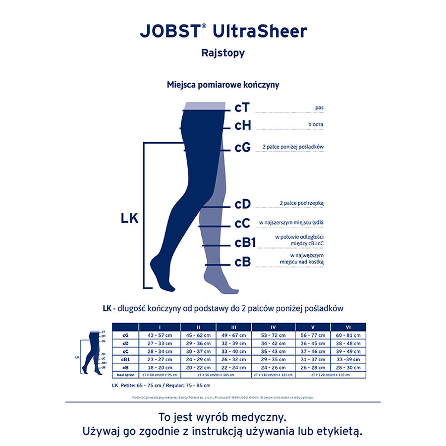 Jobst Ultra Sheer, medias de compresión, CCL2, puntera cerrada, talla 5, negro