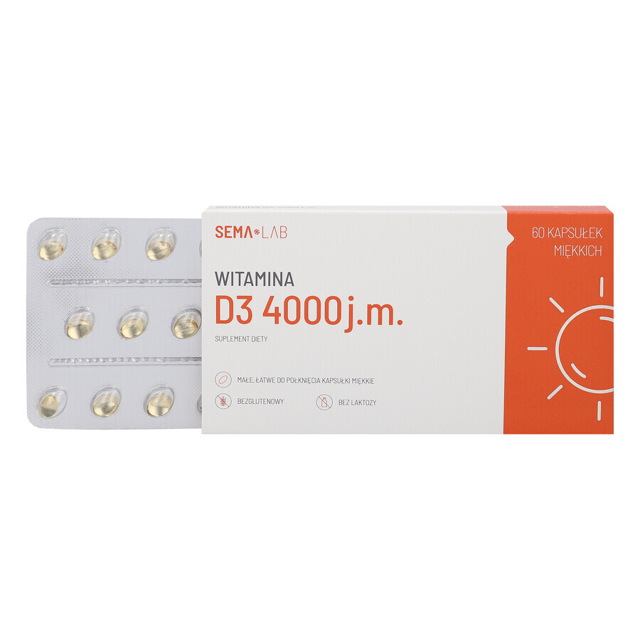 SEMA Lab Vitamin D3 4000 IU, 60 soft capsules