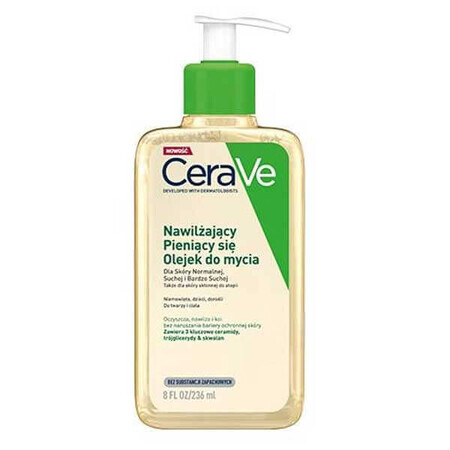 CeraVe, aceite espumoso hidratante con ceramidas para el lavado, 236 ml