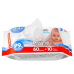 AKUKU, lingettes humidifiées à l'eau, A0031, dès la naissance, 60 pièces + 10 gratuites