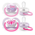 Avent Ultra Air, sucette, silicone, orthodontique, fille, SCF080/02, 0-6 mois, 2 pièces