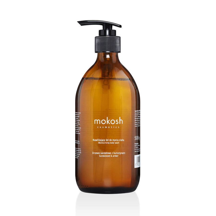 Mokosh, gel douche hydratant, bois de santal et ambre, 500 g