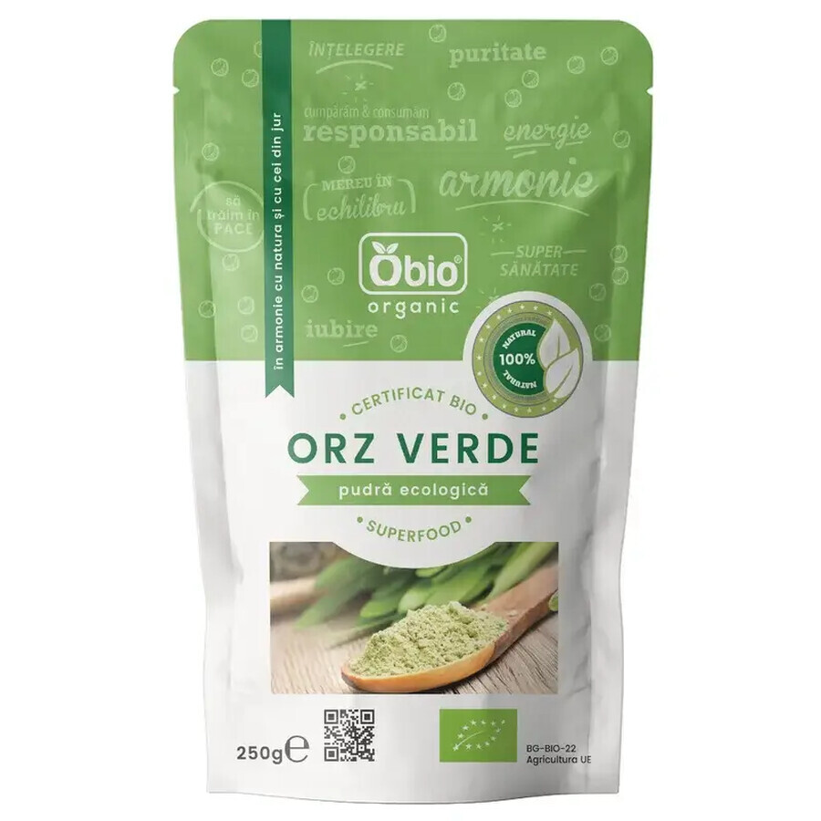 Cebada verde ecológica en polvo, 250g, Obio