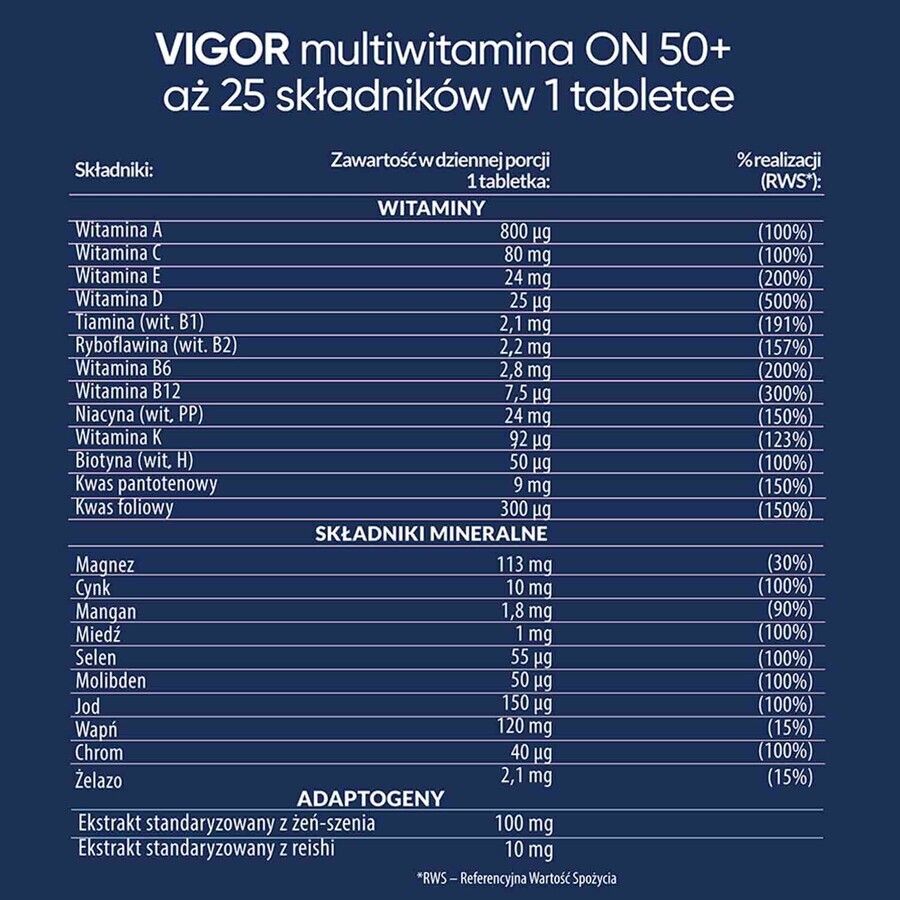 Vigor Multivitamínico Mayores de 50, 60 comprimidos