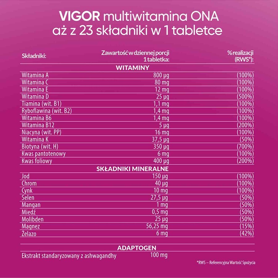 Vigor Multivitamin Ona, 60 tablets