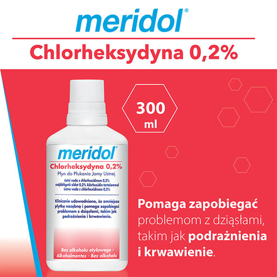 Meridol Clorhexidina 0,2%, enjuague bucal, sin alcohol, 300 ml