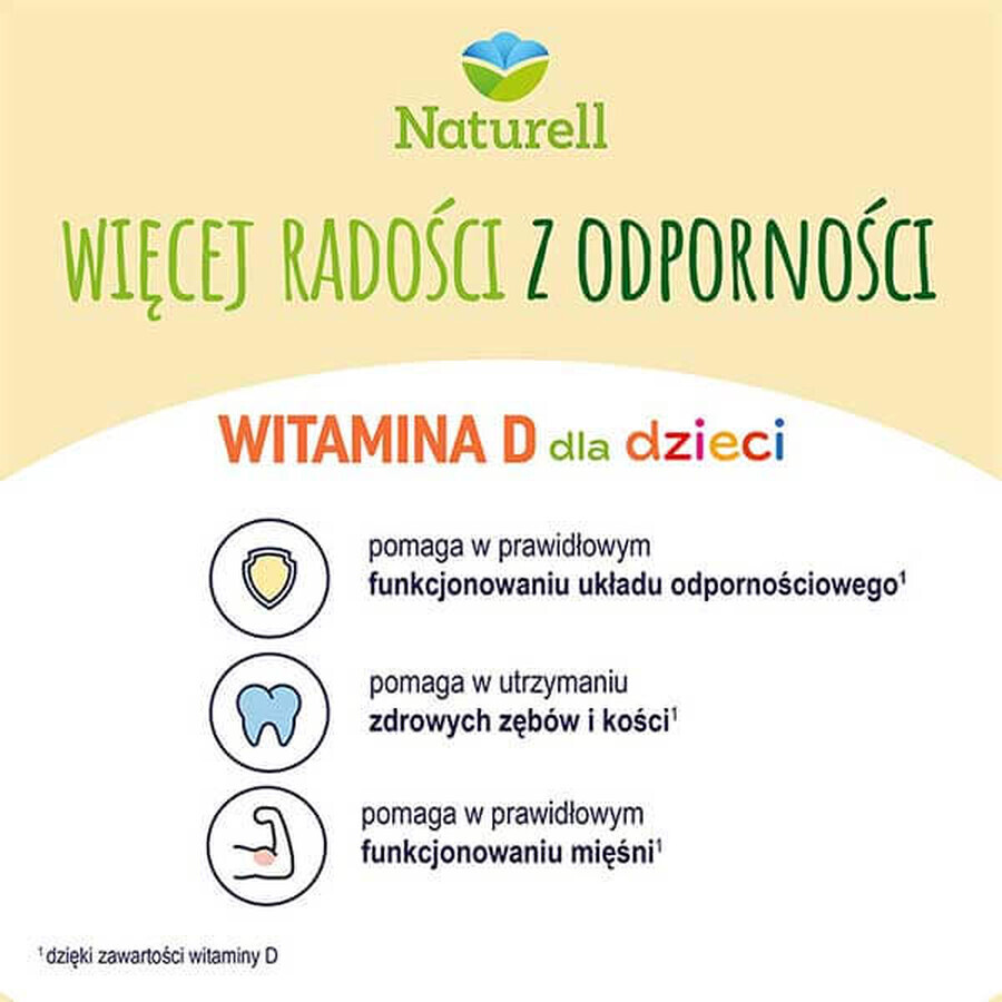 Naturell Vitamine D pour enfants 1000 UI, vanille et fraise, 60 comprimés à croquer