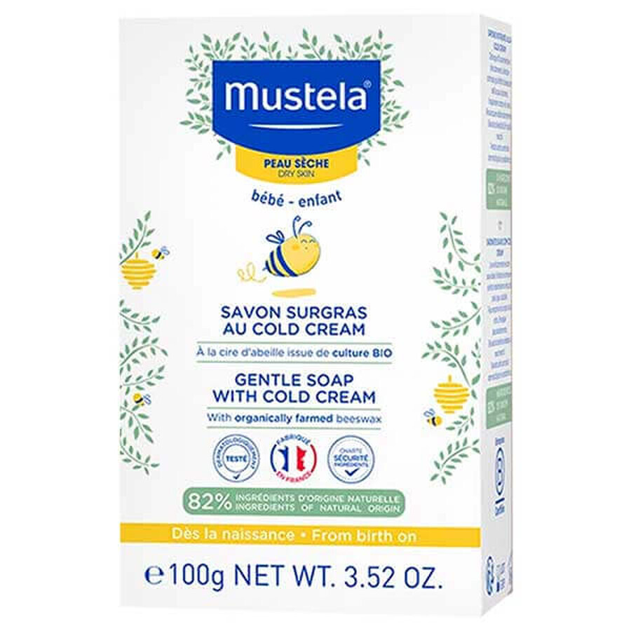 Mustela Bebe Enfant, sanfte Seife mit Cold Cream und Bio-Bienenwachs, ab Geburt, 100 g