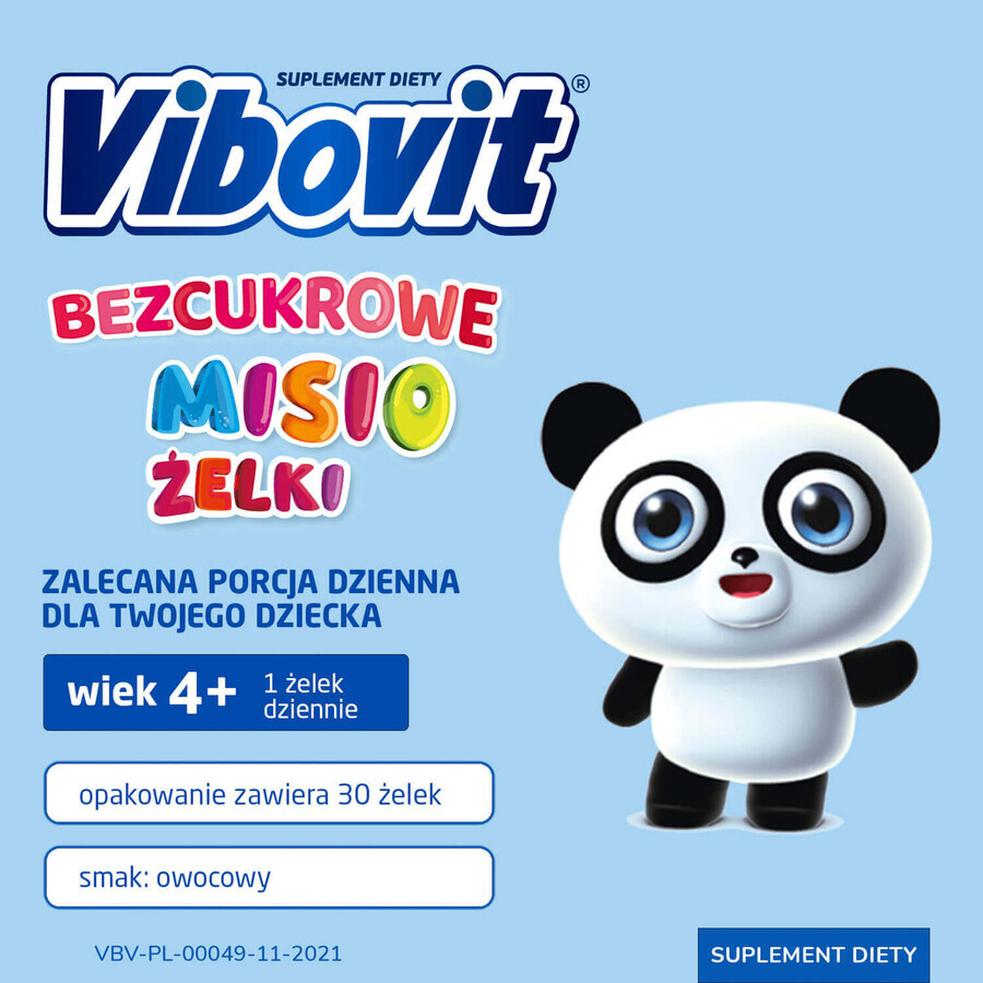 Vibovit Gummi Bears sans sucre, plus de 4 ans, goût fruits, 30 pièces