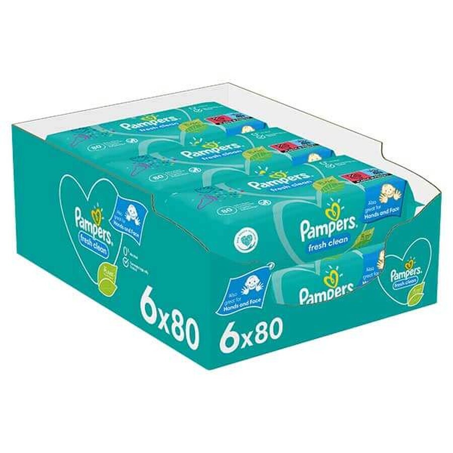 Pampers Fresh Clean, lingettes humides, 6 x 80 pcs