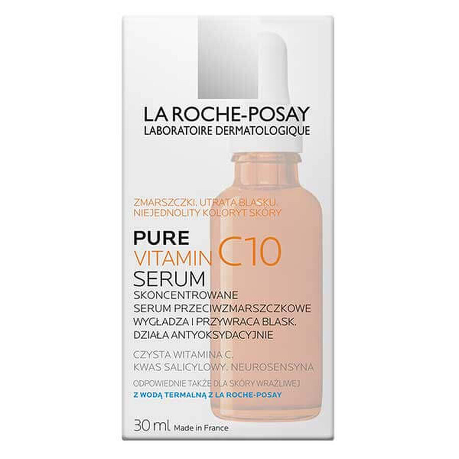 La Roche-Posay Pure Vitamine C10, sérum concentré anti-rides à la vitamine C, peaux sensibles, 30 ml