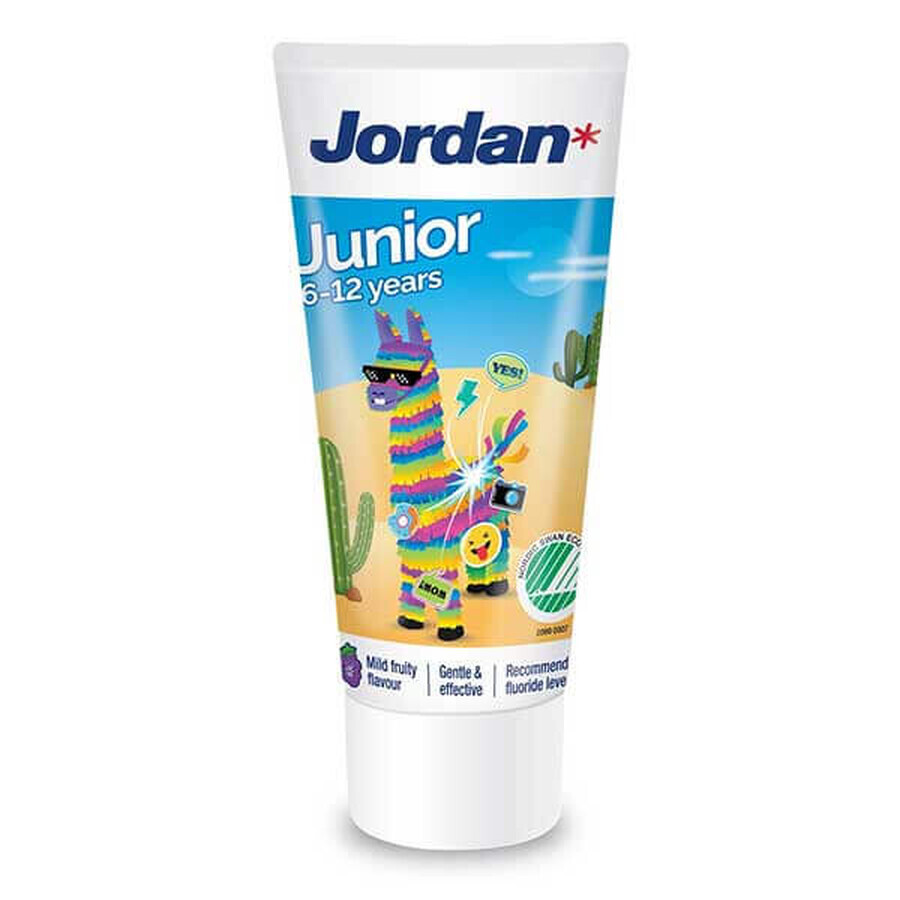 Set Jordan Junior, pasta de dientes, para niños, 6-12 años, 50 ml + cepillo de dientes, para niños, 6-9 años + vaso 1 pieza gratis