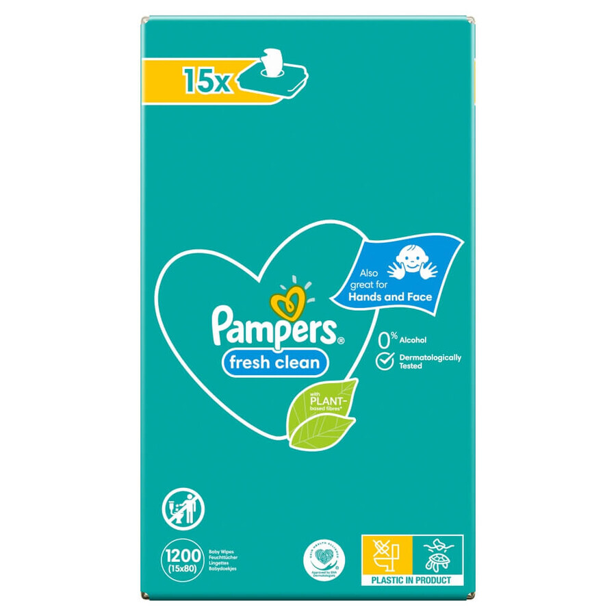 Pampers Fresh Clean, toallitas húmedas, 15 x 80 piezas