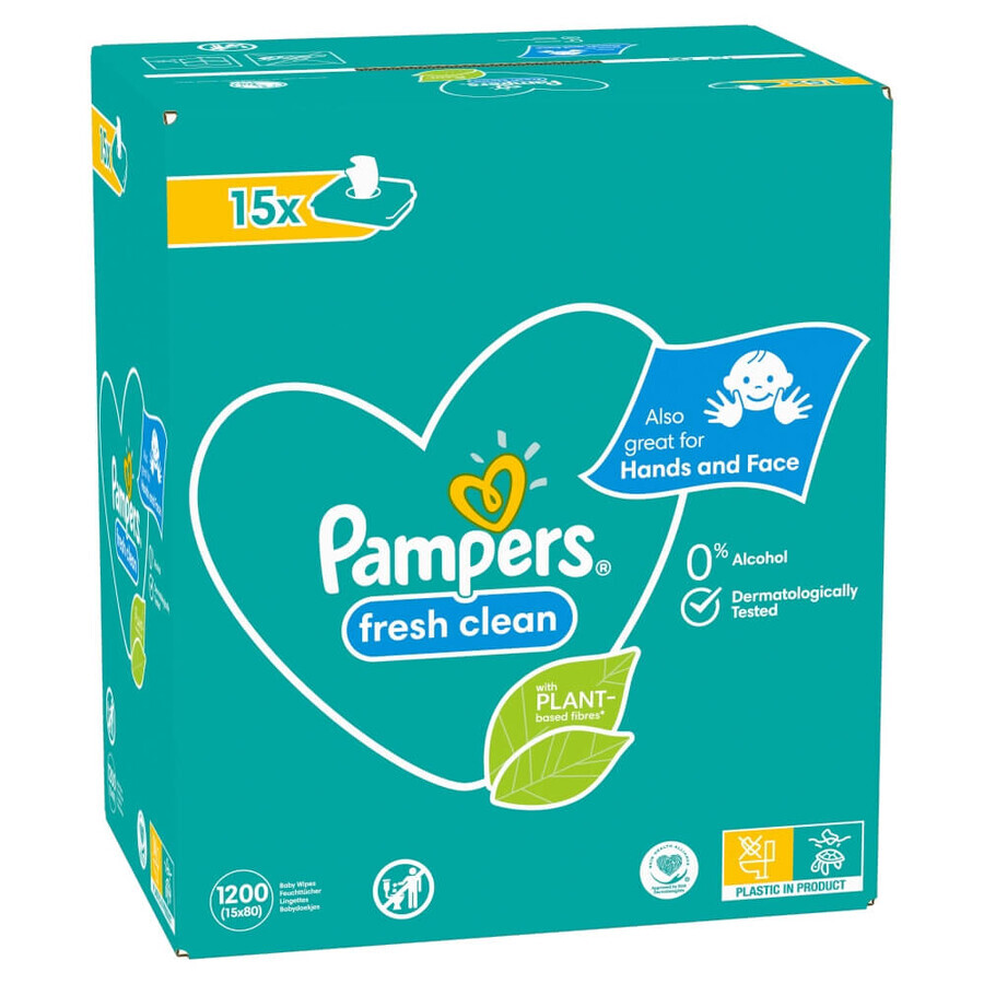 Pampers Fresh Clean, toallitas húmedas, 15 x 80 piezas