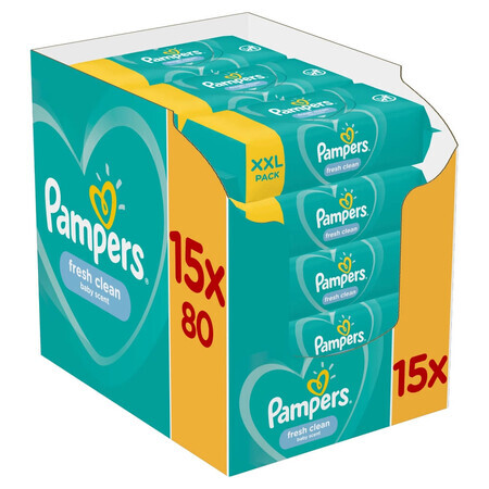 Pampers Fresh Clean, toallitas húmedas, 15 x 80 piezas