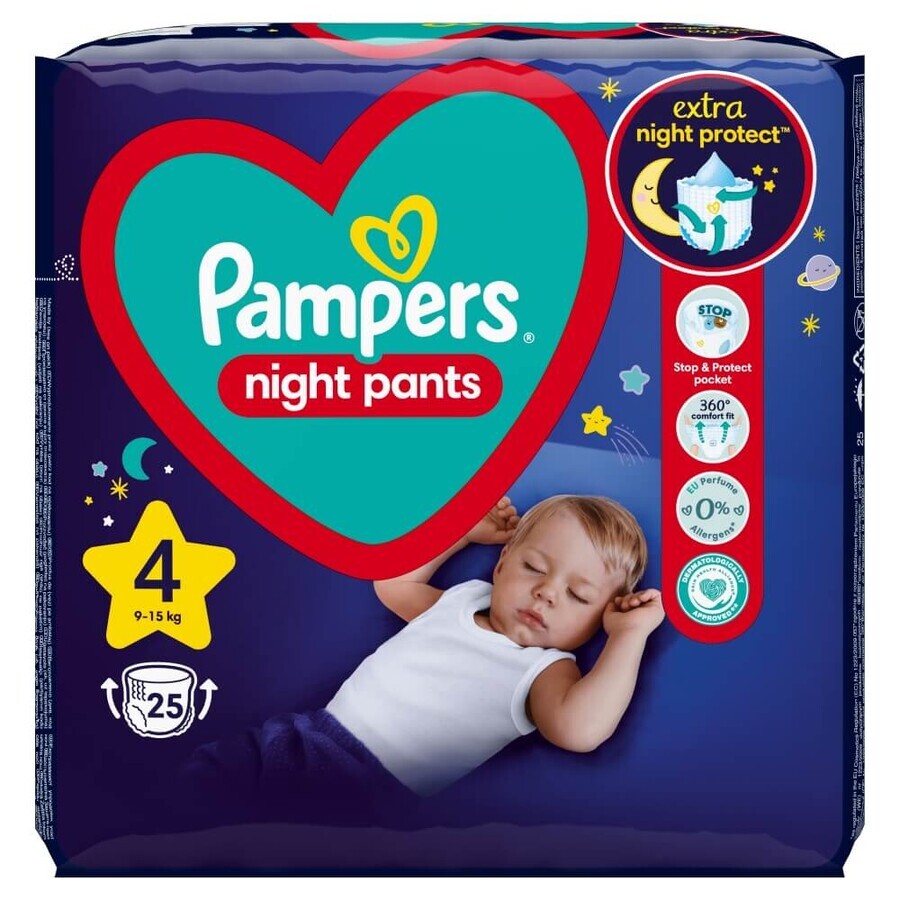 Pampers Night Pants, couches, taille 4, 9-15 kg, 25 pcs